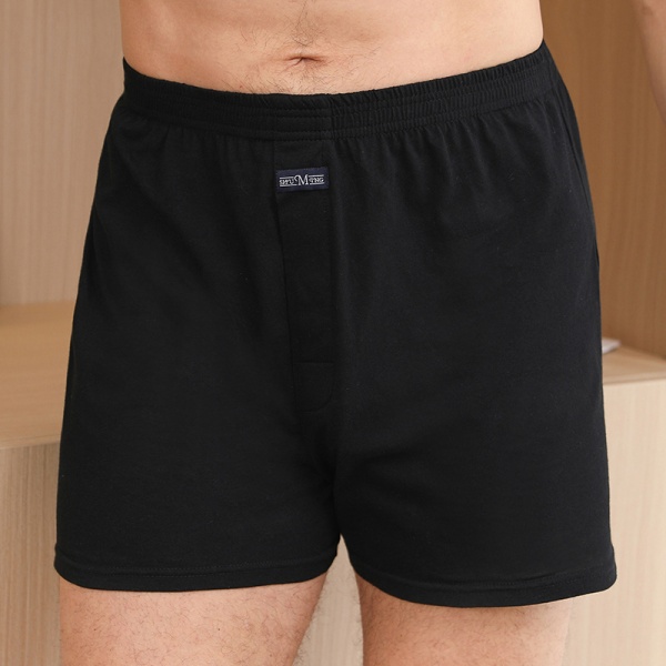 Herreunderbukser i bomuld, løse boxershorts, plusstørrelse, høje bomuldsshorts, sommer, fede shorts, boxershorts black L