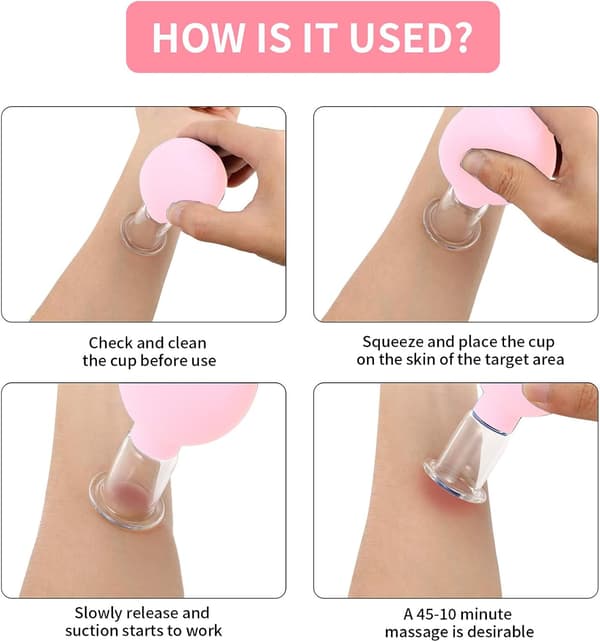 4 stycken ansiktsmassage sugkoppar, plastfysioterapi sugkoppar med silikonboll, justerade för hudens fasthet