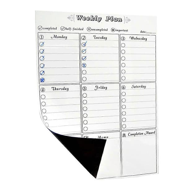 Magnetisk Whiteboard Magnetisk Ukeplanlegger Ukeplanlegger Kjøleskapsmagnet Magnetisk Kjøleskapsplanlegger Ukeplanlegger Kjøleskap