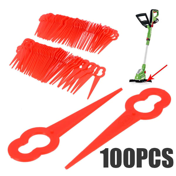 100 Röda Plastblad för Einhell Sladdlös Grästrimmer med 12x7mm Monteringshål