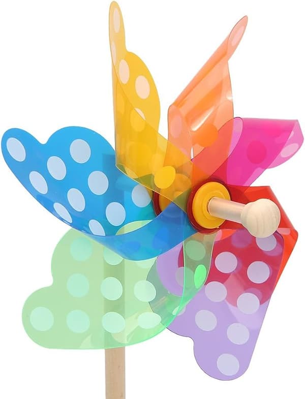 3 stycken Vindmöllor Pinwheel Polka Dot Regnbågsfärger Trädgård