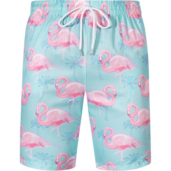 Miesten Havaiji-paita ja shortsit, normaali istuvuus, lyhythihainen, rento, hauska Flamingo-rantapaitasetti X