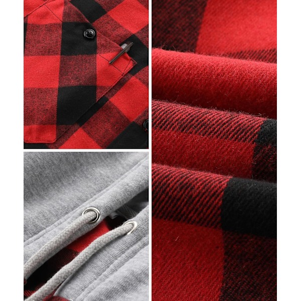 Herreskjorte med tern - Langærmet skjorte med lomme - Knappet ned - Herreskjorte med tern - Jakke i flannelskjorte - Regular fit - 4 sæsoner - Træfældningsskjorter - M-3XL Red M