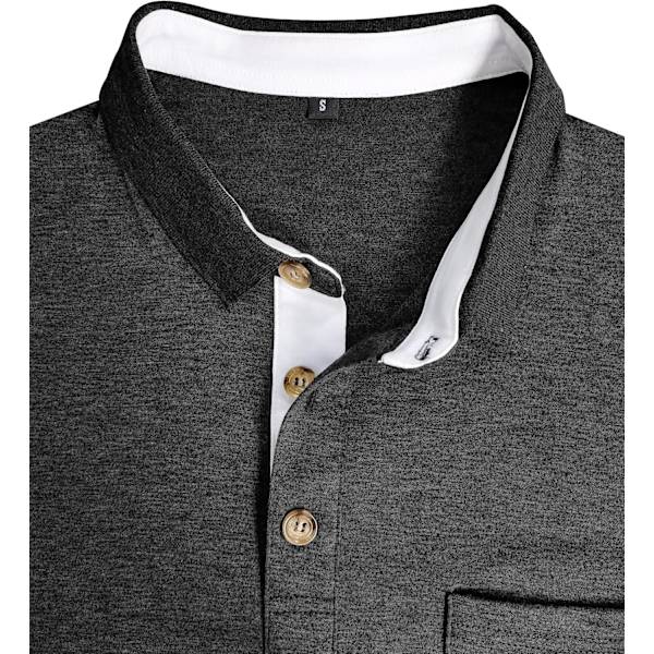Herre langærmet polo skjorter med lomme Casual golf skjorter Dark Grey XL
