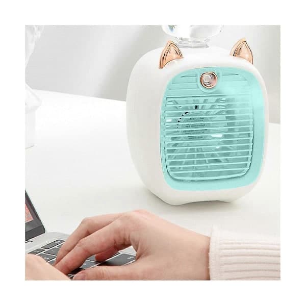 Vand Luft Konditioneringsventilator, Mini Ventilator, USB Ventilator, Bord Turbo Spray Luftfugter Køler Grå & Hvid