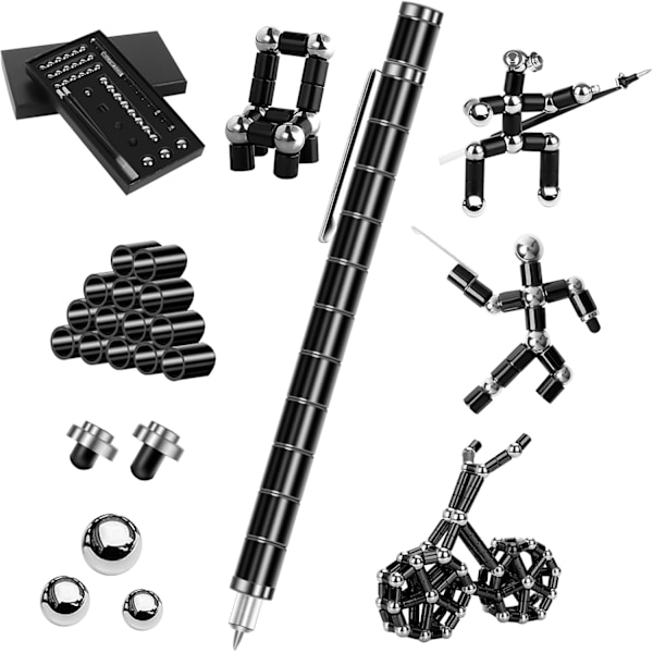 Magnetisk pen, Dekompressions magnetisk pen, Magnetisk pen til kreativ gave Black