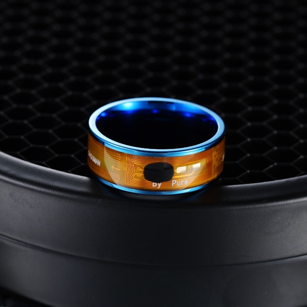 Trendig NFC mobiltelefon tag smart ring i rostfritt stål 8 mm bred smart bärbar ring smart parring (US Code 6-13)