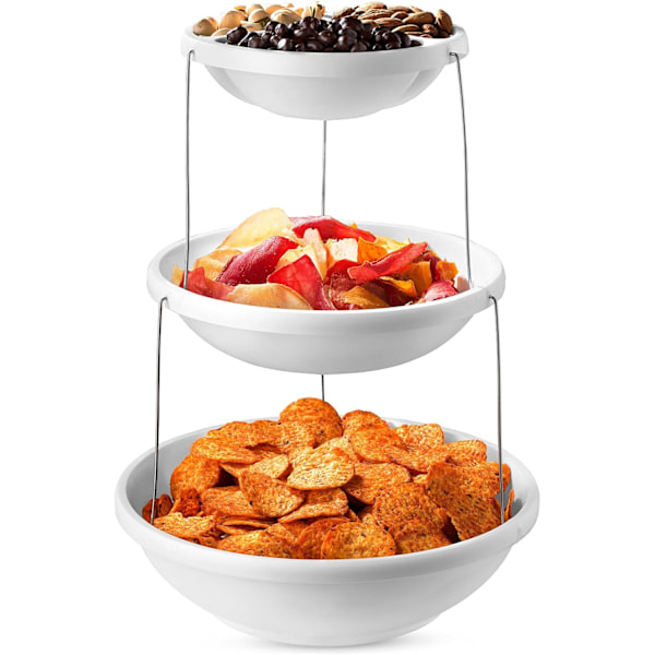 3-lags sammenklappelig skål: Dekorativt design, sammenklappelig, sparer opbevaringsplads. Perfekt til snacks, salater og frugt
