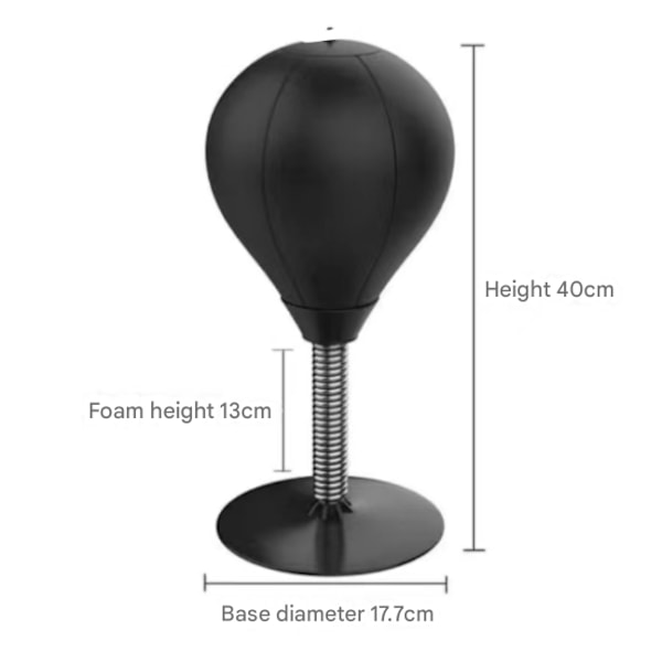 Boxningshastighetsboll för skrivbord med sugkopp, avlastningsboll för barn och vuxna, träningsboll för reaktionsmål, träningsutrustning black