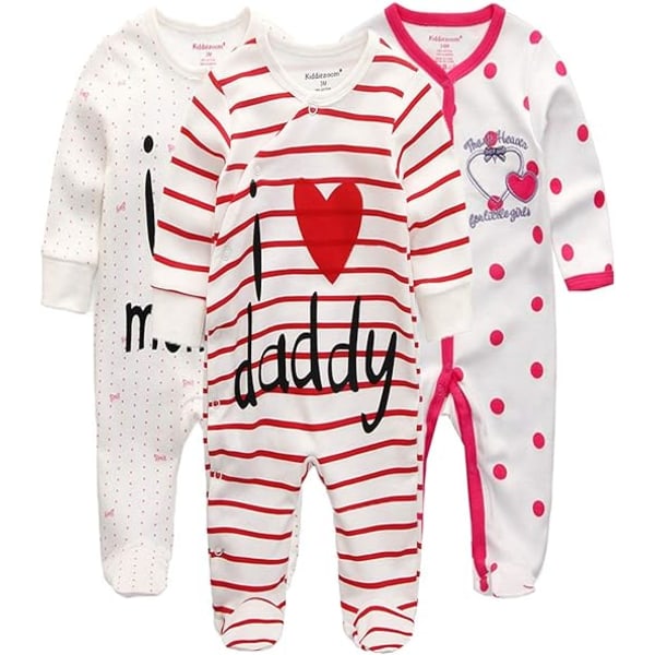 Red Bunny långärmad jumpsuit i bomull för baby och flickor 3-6 månader 3-6