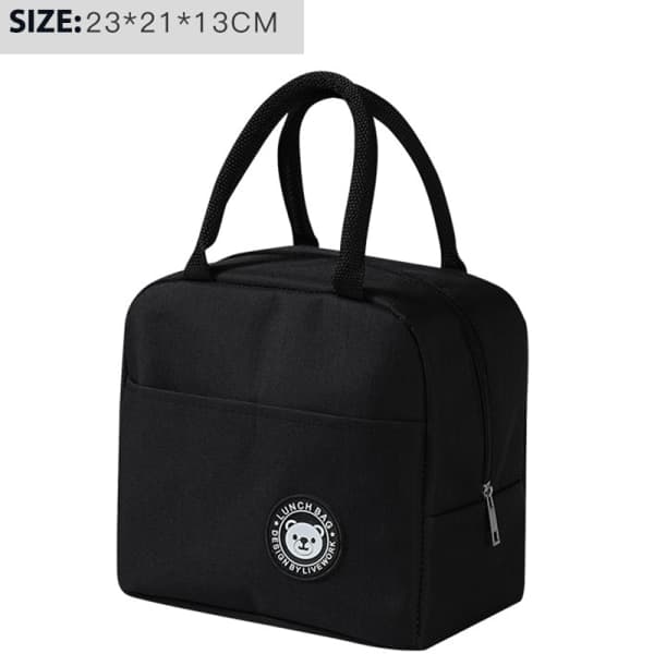 Lunch Box Bag Bento Box Isolering Paket Termisk Picknick Väskor Svart