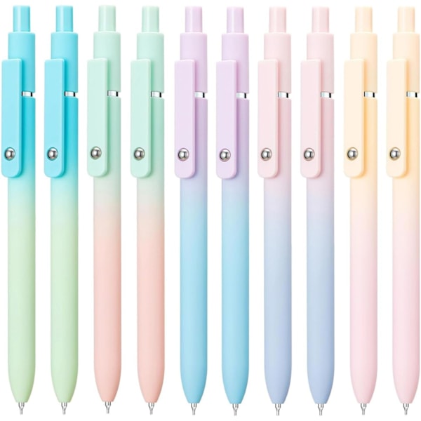 Æstetiske gelpenne, 10 fine spidser med jævn skrivning, Zanshi gradientfarvepenne til dagbog, skole og kontorartikler Zanshi gradient color 10pcs