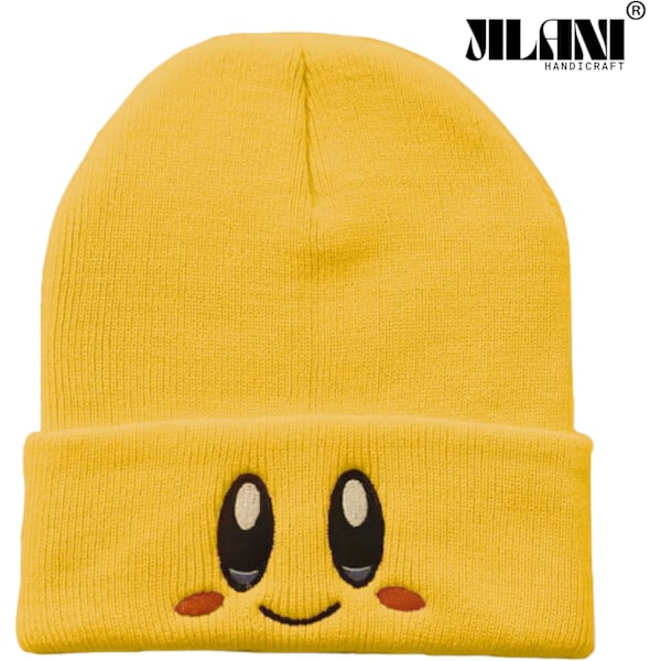 Håndlavet - Kirby Hue til voksne Anime Hat Tilbehør Kawaii, med pænt broderet mønster, Medium Yellow M