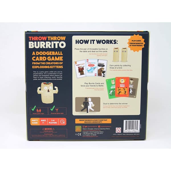 Throw Throw Burrito från Exploding Kittens - Ett kortspel med dodgeball