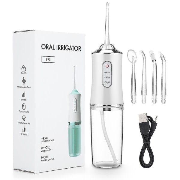 Oral Irrigator USB Genopladelig Vandtråd Bærbar Tand Vandstråle 220ml Vandtank Tandrensning Irrigador Bucal Ipx7