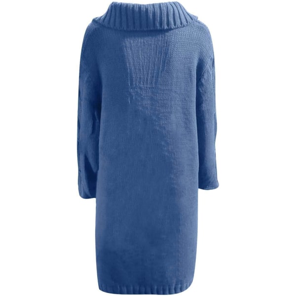 Denimblå L-storlek kofta stor tröja för kvinnor Denim blue L