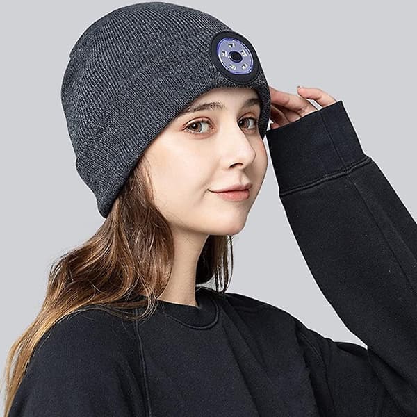 Beanie-lue med lys 5 LED