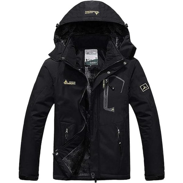 Herre sort XL hættejakke i plus-size fleece hardshell jakke black XL