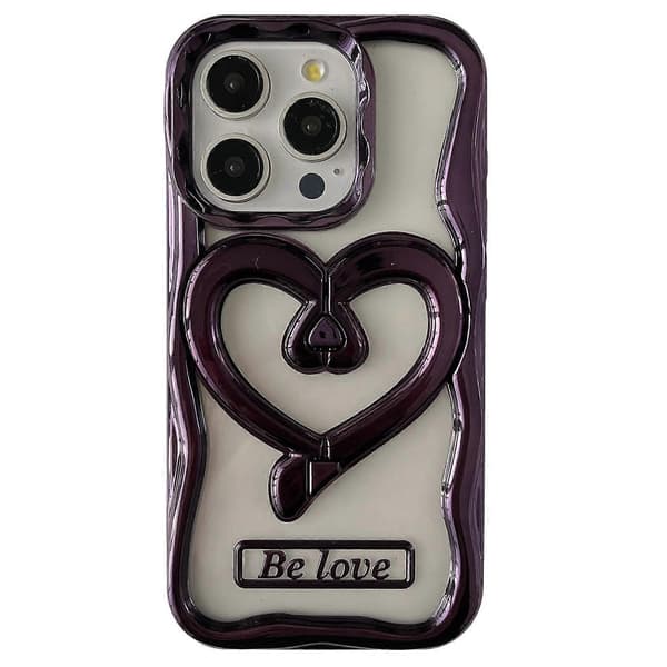 For iPhone 14 Pro Max Deksel Hjerte Støtte Elektrobelt TPU Klar Telefon Bakdeksel