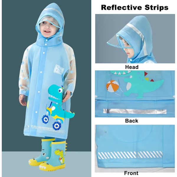 Lasten sadetakki Sadetakki Tytöt Pojat Sadetakki Vedenpitävä Poncho Taapero Piirretty Sadevaatteet Uudelleenkäytettävä Kannettavalla Laukulla S-4XL Koko Blue 4XL / 13-14 Years