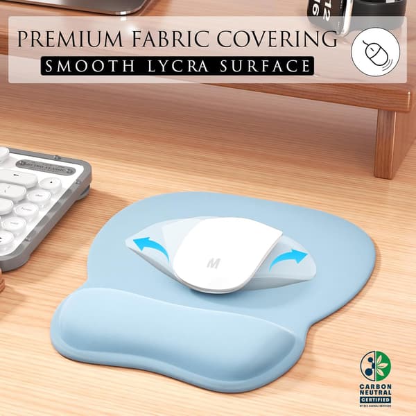 Ergonomisk musematte med håndleddstøtte i minneskum, komfortabel musematte for bærbar PC, smertelindrende håndleddstøtte Pure Blue