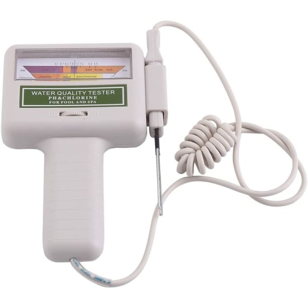 Bärbar klornivåmätare 2-i-1 pH och Cl2 klornivå vattenkvalitetsmätare Tester Monitor vit