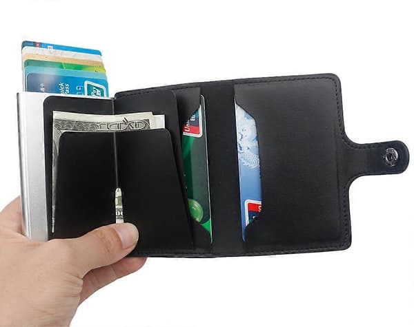 Sort RFID NFC Beskyttelseskortholder til pung 5 kort (Ægte læder) Sort