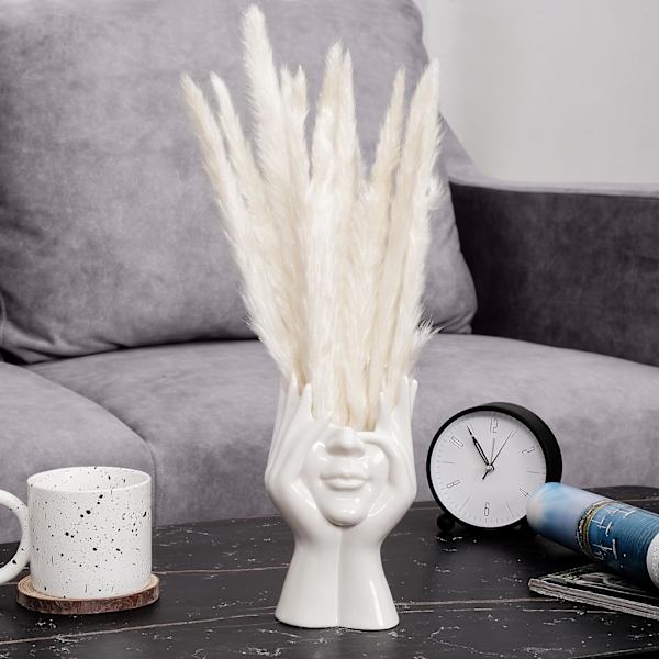 Dekorativ keramisk vase for midtpunkter - Små vaser for blomster, pampasgress - Hvit vase for blomster og boligdekor