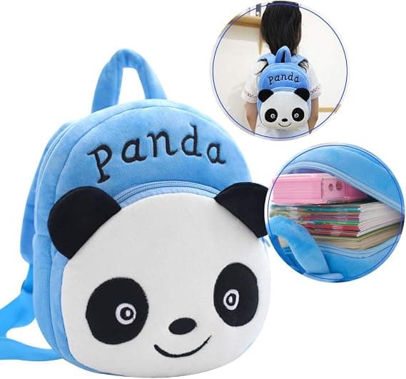 Söt Tecknad Barn Skolväska, 3D Blå Panda Småbarnsryggsäck