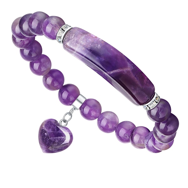 Helbredende Sten Armbånd 8mm Perler Chakra Krystal Energi Hjerte Charm Armbånd Håndlavede Smykker til Kvinder