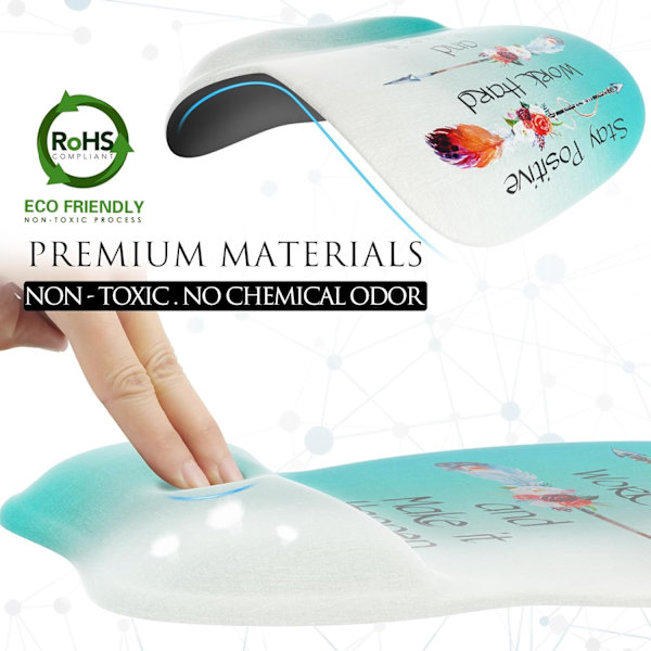 Ergonomisk musematte med håndleddstøtte i minneskum, komfortabel musematte for bærbar PC, smertelindrende håndleddstøtte Feather Arrow