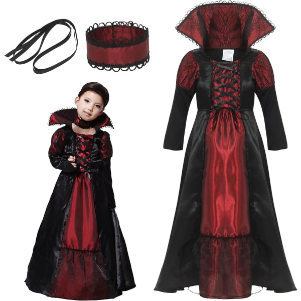 Jente Vampyrprinsesse Dronning Kostyme L120-130cm L120-130cm