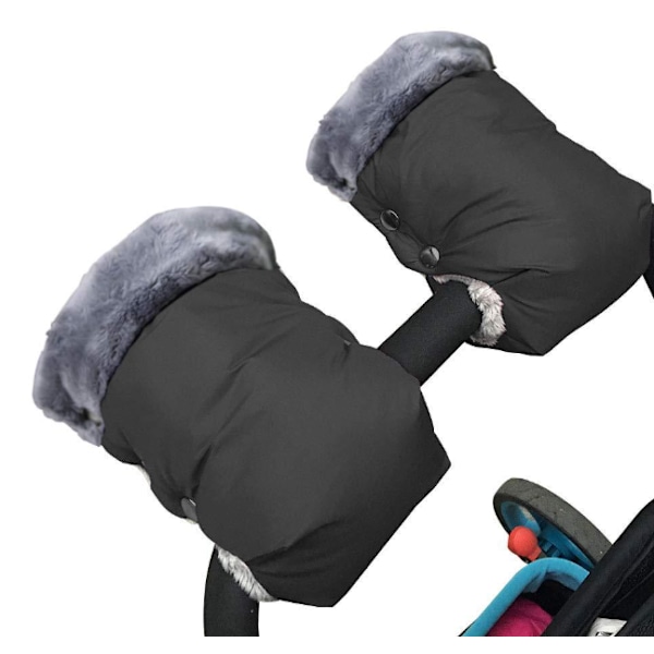 1 Par Stroller Vanter - Varme Handsker til Barnevogn - Sorte