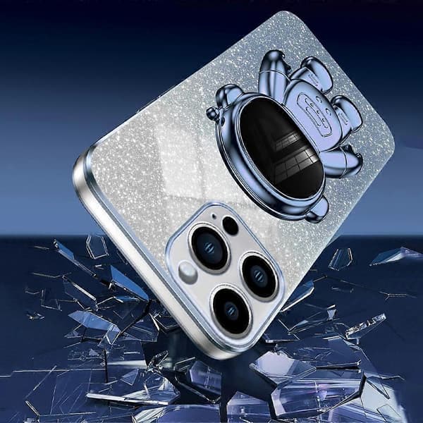 Skal för iPhone 14 Pro Max Astronaut Stativ Glitter Pulver PC+TPU Telefonfodral