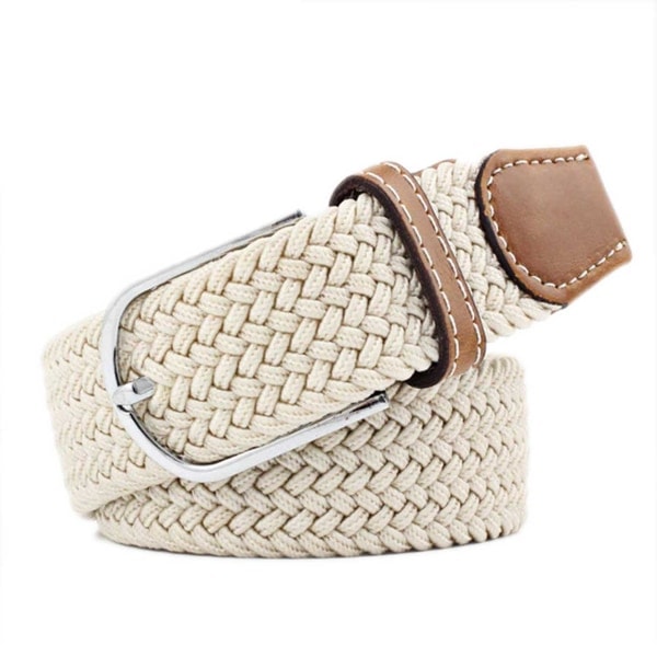 Elastisk belte i lerretsstoff med stretch - Beige beige