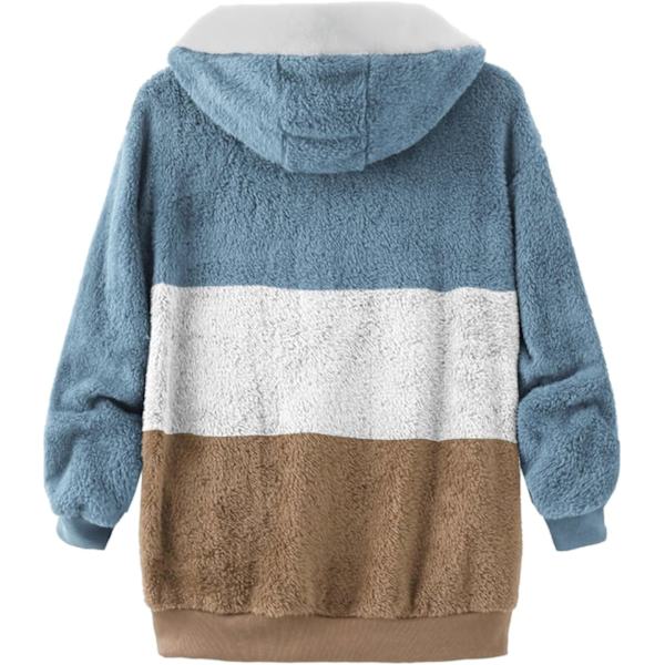 Hættejakke til kvinder, Teddy Fleece-frakke, Overgangsjakke med hætte og lommer, lynlås, efterår, vinter, plysjakke, fleecejakke, vinter L F Khaki