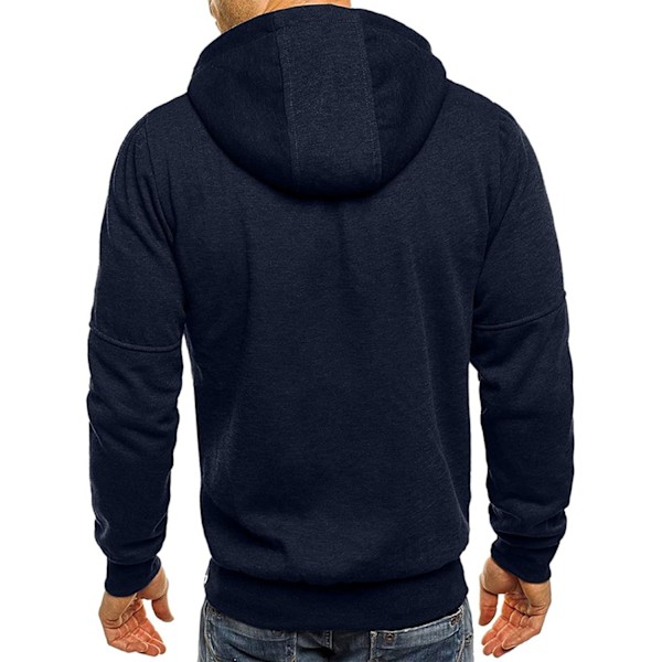 Herrar Hoodies Sweatshirt Zip Up Lätta Jackor 2 Navy XXL