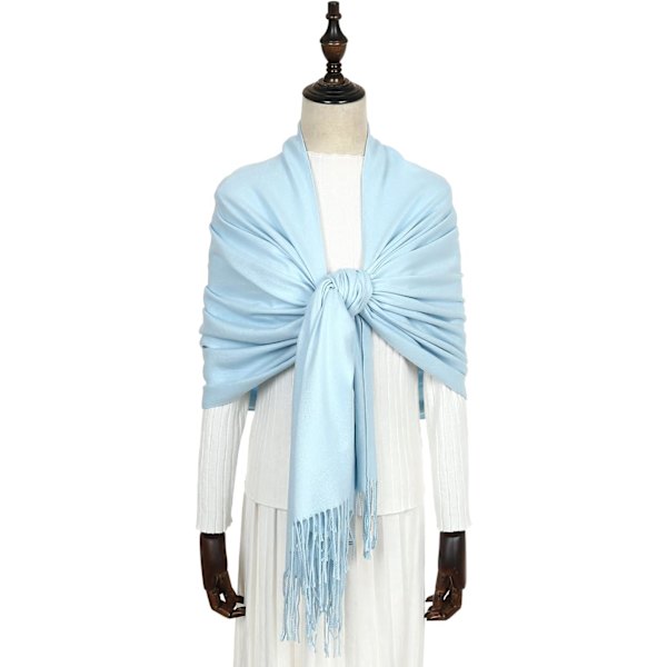 Dam Pashmina Sjalar och Wraps för Bröllopssjalar för Kvinnor Vinter Pale Blue