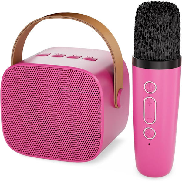 Karaoke-maskine til børn med 2 trådløse mikrofoner, bærbar Bluetooth-højttaler, gavelegetøj til pigers og drenges fødselsdag Rose 1 Mic