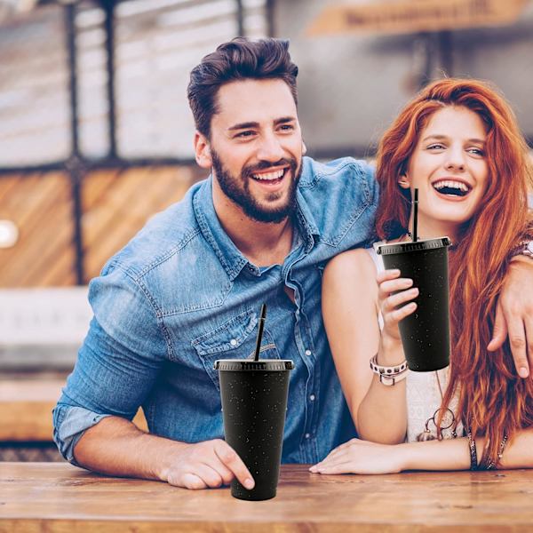 Återanvändbara Plastkoppar 5 St Drinkware Tumlare Färgade Akrylkoppar Tumlare med Lock och Sugrör Plast Bulk Isade Plast Kalla Vatten Tumlare Isade 710ml D