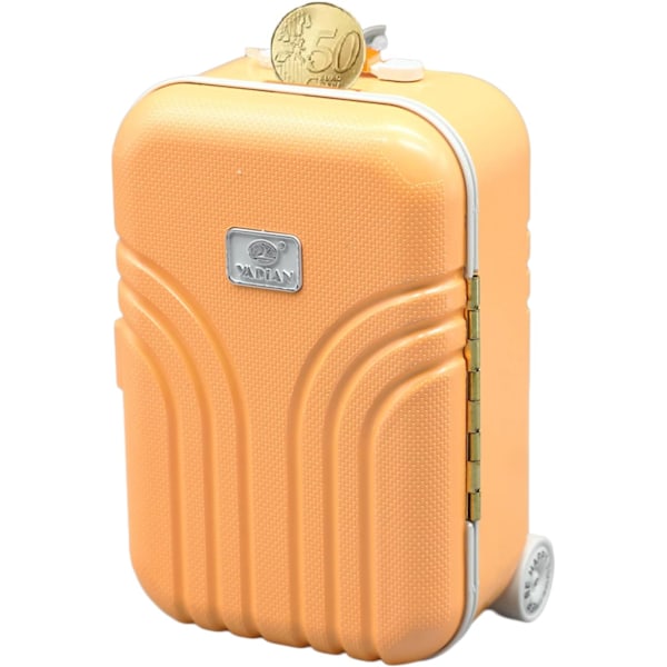 1 st Mini Liten Resväska Spargris, Skrivbordsimulerad Resväska Tillverkad (orange)
