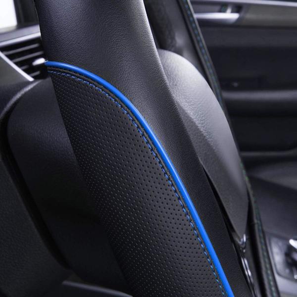 Färg Piping Läder Universal Rattmuff, Passar 14,5-15 Tum Olika Fordon SUV, Bilar (Svart blå) Black blue