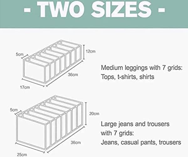 2 stk. 7-rums Jeans Opbevaringsboks Garderobe