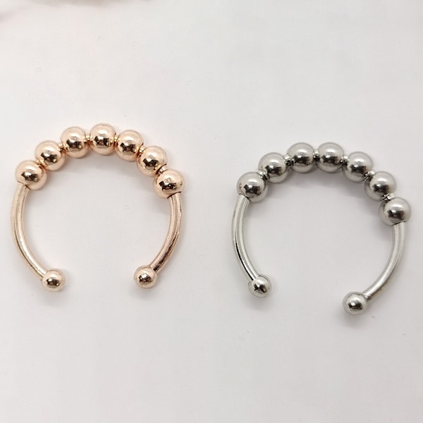 Angstring i rustfritt stål med roterbare perler, antistressring for kvinner