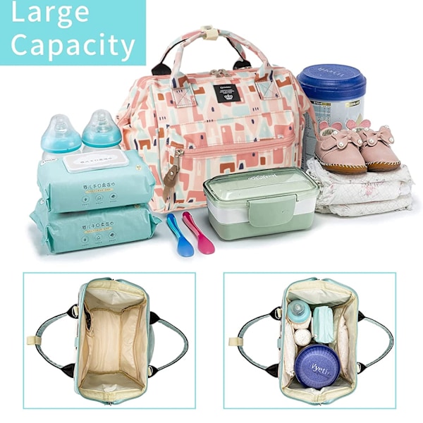 Liten blöjryggsäck, miniryggsäck för blöjor och axelväska för blöjor med isolerad ficka Camouflage Pink
