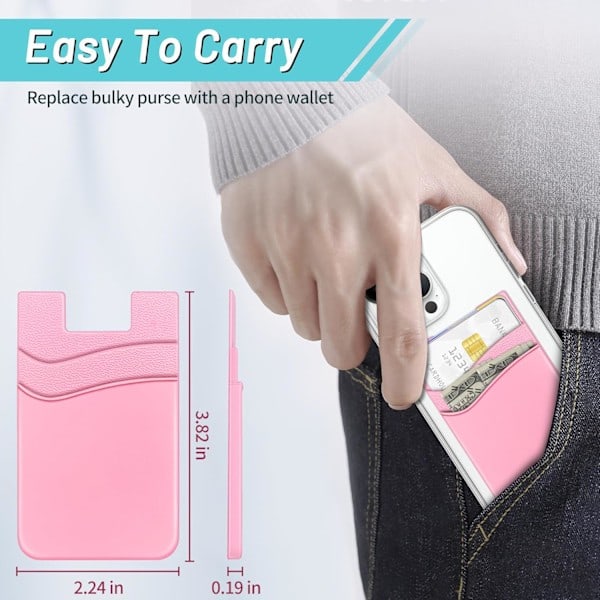Telefonficka, Självhäftande Plånbok Korthållare för Baksidan av Telefonen Kompatibel för Smartphones (Svart, Vit, Rosa/3 st) Flerfärgad Black+white+pink