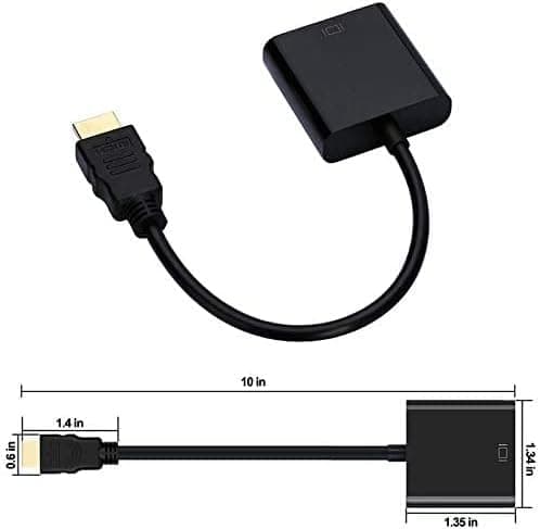 HDMI til VGA Adapter Han til Hun Konverter Adapter 1080P til Tablet PC Laptop Sort