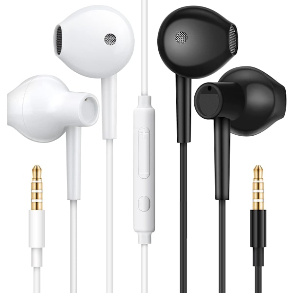 [2 par] MAS CARNEY WH8 Kablet Håndfri Headset, Ergonomisk Stereo Øretelefon med Mikrofon, Universal 3,5 mm Jack Kablede Hovedtelefoner
