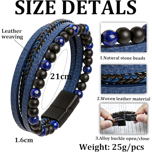 Läderarmband för män, armband för män, järnarmband för män, armband i rostfritt stål för män, vikingarmband C