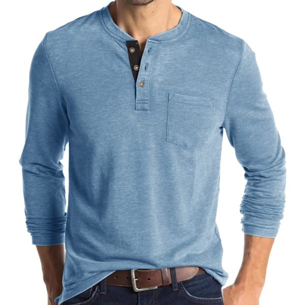 Miesten pitkähihaiset polopaidat taskulla, rennot golfpaidat Blue1 XL